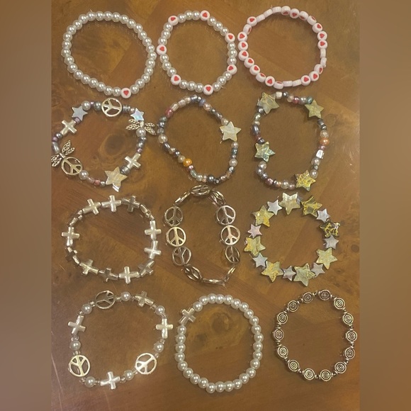 Jewellery Faory Grunge 90s Y2k Pearl Elastic Bead Bracelets ☮️🎧🌿💫 - Picture 8 of 8